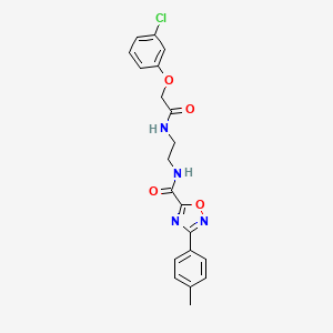 molecular formula C20H19ClN4O4 B4736401 N-(2-{[(3-chlorophenoxy)acetyl]amino}ethyl)-3-(4-methylphenyl)-1,2,4-oxadiazole-5-carboxamide 