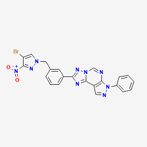 molecular formula C22H14BrN9O2 B4736415 2-{3-[(4-bromo-3-nitro-1H-pyrazol-1-yl)methyl]phenyl}-7-phenyl-7H-pyrazolo[4,3-e][1,2,4]triazolo[1,5-c]pyrimidine 