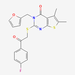 molecular formula C21H17FN2O3S2 B4736418 2-{[2-(4-fluorophenyl)-2-oxoethyl]thio}-3-(2-furylmethyl)-5,6-dimethylthieno[2,3-d]pyrimidin-4(3H)-one 