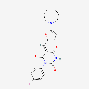 molecular formula C21H20FN3O4 B4736422 5-{[5-(1-azepanyl)-2-furyl]methylene}-1-(4-fluorophenyl)-2,4,6(1H,3H,5H)-pyrimidinetrione 