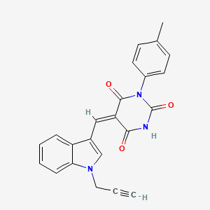 molecular formula C23H17N3O3 B4736425 1-(4-methylphenyl)-5-{[1-(2-propyn-1-yl)-1H-indol-3-yl]methylene}-2,4,6(1H,3H,5H)-pyrimidinetrione 