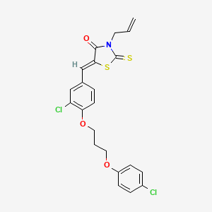 molecular formula C22H19Cl2NO3S2 B4736458 3-allyl-5-{3-chloro-4-[3-(4-chlorophenoxy)propoxy]benzylidene}-2-thioxo-1,3-thiazolidin-4-one 