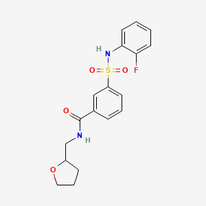 molecular formula C18H19FN2O4S B4736461 3-{[(2-fluorophenyl)amino]sulfonyl}-N-(tetrahydro-2-furanylmethyl)benzamide 