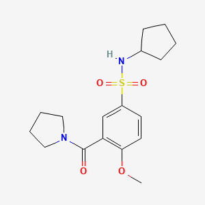 molecular formula C17H24N2O4S B4736478 N-cyclopentyl-4-methoxy-3-(1-pyrrolidinylcarbonyl)benzenesulfonamide 