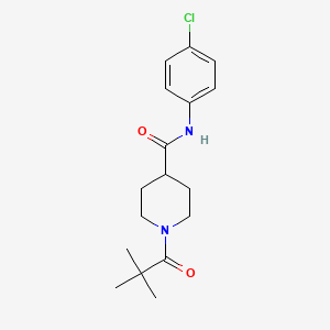 molecular formula C17H23ClN2O2 B4736494 N-(4-chlorophenyl)-1-(2,2-dimethylpropanoyl)-4-piperidinecarboxamide 