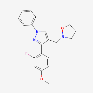 molecular formula C20H20FN3O2 B4736512 2-{[3-(2-fluoro-4-methoxyphenyl)-1-phenyl-1H-pyrazol-4-yl]methyl}isoxazolidine 