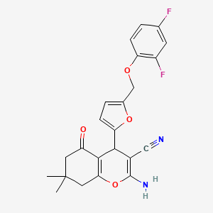 molecular formula C23H20F2N2O4 B4736543 2-amino-4-{5-[(2,4-difluorophenoxy)methyl]-2-furyl}-7,7-dimethyl-5-oxo-5,6,7,8-tetrahydro-4H-chromene-3-carbonitrile 