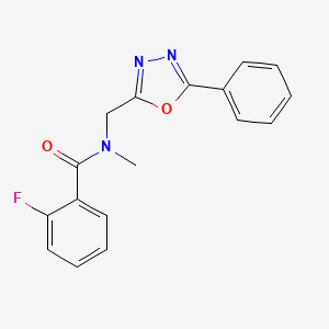 molecular formula C17H14FN3O2 B4736555 2-fluoro-N-methyl-N-[(5-phenyl-1,3,4-oxadiazol-2-yl)methyl]benzamide 