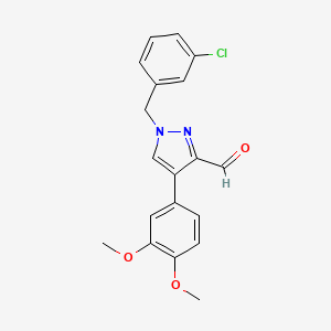 1-(3-chlorobenzyl)-4-(3,4-dimethoxyphenyl)-1H-pyrazole-3-carbaldehyde