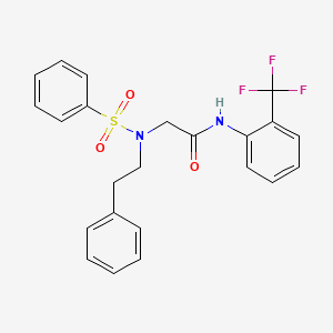 molecular formula C23H21F3N2O3S B4736621 N~2~-(2-phenylethyl)-N~2~-(phenylsulfonyl)-N~1~-[2-(trifluoromethyl)phenyl]glycinamide 