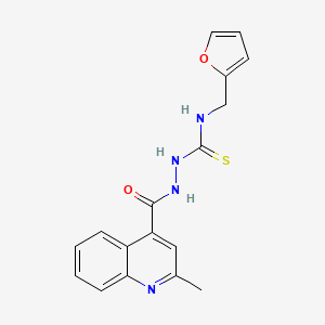 molecular formula C17H16N4O2S B4736623 N-(2-furylmethyl)-2-[(2-methyl-4-quinolinyl)carbonyl]hydrazinecarbothioamide 