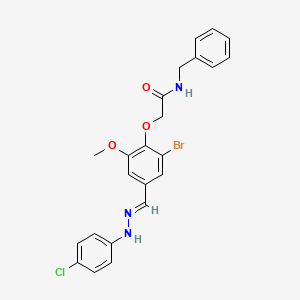 molecular formula C23H21BrClN3O3 B4736635 N-benzyl-2-{2-bromo-4-[2-(4-chlorophenyl)carbonohydrazonoyl]-6-methoxyphenoxy}acetamide 
