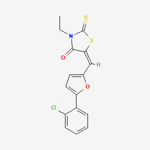 molecular formula C16H12ClNO2S2 B4736656 5-{[5-(2-chlorophenyl)-2-furyl]methylene}-3-ethyl-2-thioxo-1,3-thiazolidin-4-one 