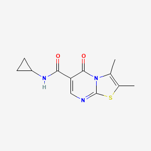 molecular formula C12H13N3O2S B4736677 N-cyclopropyl-2,3-dimethyl-5-oxo-5H-[1,3]thiazolo[3,2-a]pyrimidine-6-carboxamide 