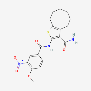 molecular formula C19H21N3O5S B4736683 2-[(4-methoxy-3-nitrobenzoyl)amino]-4,5,6,7,8,9-hexahydrocycloocta[b]thiophene-3-carboxamide 