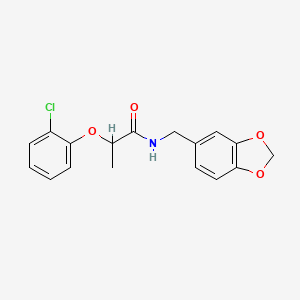 molecular formula C17H16ClNO4 B4736705 N-(1,3-benzodioxol-5-ylmethyl)-2-(2-chlorophenoxy)propanamide 