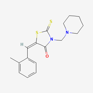 molecular formula C17H20N2OS2 B4736724 5-(2-methylbenzylidene)-3-(1-piperidinylmethyl)-2-thioxo-1,3-thiazolidin-4-one 