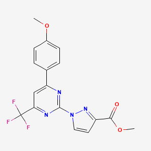 molecular formula C17H13F3N4O3 B4736760 methyl 1-[4-(4-methoxyphenyl)-6-(trifluoromethyl)-2-pyrimidinyl]-1H-pyrazole-3-carboxylate 