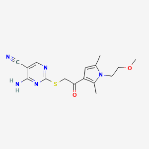 molecular formula C16H19N5O2S B4736764 4-amino-2-({2-[1-(2-methoxyethyl)-2,5-dimethyl-1H-pyrrol-3-yl]-2-oxoethyl}thio)-5-pyrimidinecarbonitrile 
