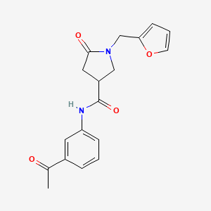 molecular formula C18H18N2O4 B4736786 N-(3-acetylphenyl)-1-(2-furylmethyl)-5-oxo-3-pyrrolidinecarboxamide 