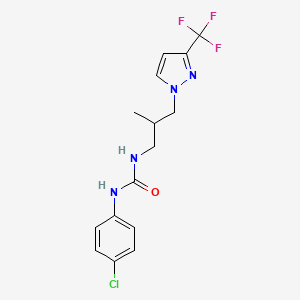 molecular formula C15H16ClF3N4O B4736795 N-(4-chlorophenyl)-N'-{2-methyl-3-[3-(trifluoromethyl)-1H-pyrazol-1-yl]propyl}urea 