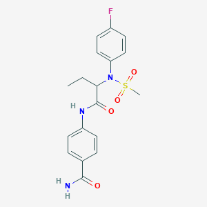 molecular formula C18H20FN3O4S B4736808 4-({2-[(4-fluorophenyl)(methylsulfonyl)amino]butanoyl}amino)benzamide 