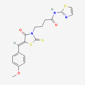 molecular formula C18H17N3O3S3 B4736820 4-[5-(4-methoxybenzylidene)-4-oxo-2-thioxo-1,3-thiazolidin-3-yl]-N-1,3-thiazol-2-ylbutanamide 