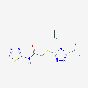 molecular formula C12H18N6OS2 B4736826 2-[(5-isopropyl-4-propyl-4H-1,2,4-triazol-3-yl)thio]-N-1,3,4-thiadiazol-2-ylacetamide 