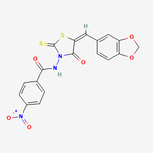 molecular formula C18H11N3O6S2 B4736842 N-[5-(1,3-benzodioxol-5-ylmethylene)-4-oxo-2-thioxo-1,3-thiazolidin-3-yl]-4-nitrobenzamide 