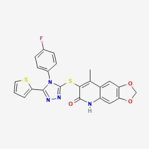 molecular formula C23H15FN4O3S2 B4736910 7-{[4-(4-fluorophenyl)-5-(2-thienyl)-4H-1,2,4-triazol-3-yl]thio}-8-methyl[1,3]dioxolo[4,5-g]quinolin-6(5H)-one 