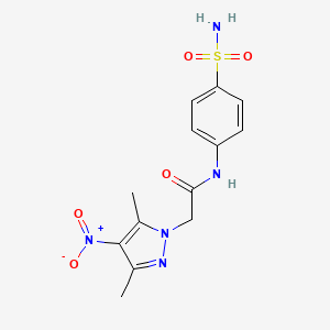molecular formula C13H15N5O5S B4736923 N-[4-(aminosulfonyl)phenyl]-2-(3,5-dimethyl-4-nitro-1H-pyrazol-1-yl)acetamide 