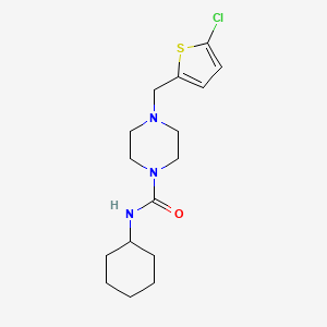 molecular formula C16H24ClN3OS B4736926 4-[(5-chloro-2-thienyl)methyl]-N-cyclohexyl-1-piperazinecarboxamide 