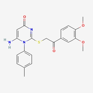 molecular formula C21H21N3O4S B4736940 6-amino-2-{[2-(3,4-dimethoxyphenyl)-2-oxoethyl]thio}-1-(4-methylphenyl)-4(1H)-pyrimidinone 