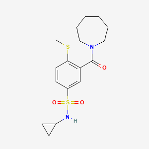 molecular formula C17H24N2O3S2 B4736981 3-(1-azepanylcarbonyl)-N-cyclopropyl-4-(methylthio)benzenesulfonamide 