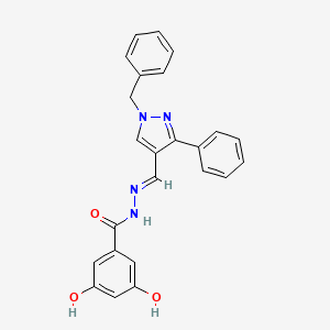 molecular formula C24H20N4O3 B4736993 N'-[(1-benzyl-3-phenyl-1H-pyrazol-4-yl)methylene]-3,5-dihydroxybenzohydrazide 