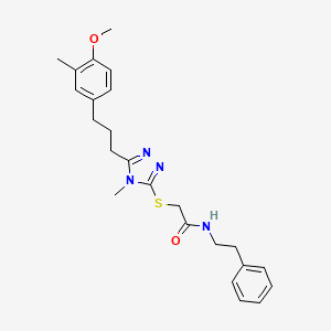 molecular formula C24H30N4O2S B4737018 2-({5-[3-(4-methoxy-3-methylphenyl)propyl]-4-methyl-4H-1,2,4-triazol-3-yl}thio)-N-(2-phenylethyl)acetamide 