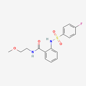 molecular formula C16H17FN2O4S B4737080 2-{[(4-fluorophenyl)sulfonyl]amino}-N-(2-methoxyethyl)benzamide 