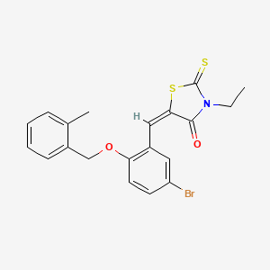 molecular formula C20H18BrNO2S2 B4737134 5-{5-bromo-2-[(2-methylbenzyl)oxy]benzylidene}-3-ethyl-2-thioxo-1,3-thiazolidin-4-one 