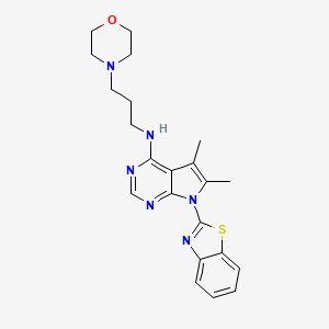 molecular formula C22H26N6OS B4737135 7-(1,3-benzothiazol-2-yl)-5,6-dimethyl-N-[3-(4-morpholinyl)propyl]-7H-pyrrolo[2,3-d]pyrimidin-4-amine 