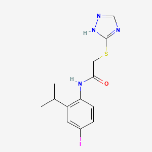 molecular formula C13H15IN4OS B4737203 N-(4-iodo-2-isopropylphenyl)-2-(4H-1,2,4-triazol-3-ylthio)acetamide 