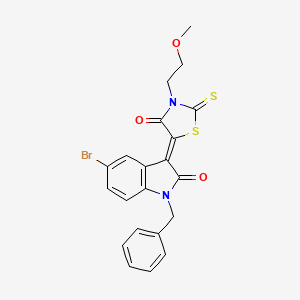 molecular formula C21H17BrN2O3S2 B4737241 1-benzyl-5-bromo-3-[3-(2-methoxyethyl)-4-oxo-2-thioxo-1,3-thiazolidin-5-ylidene]-1,3-dihydro-2H-indol-2-one 