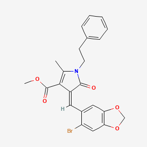 methyl 4-[(6-bromo-1,3-benzodioxol-5-yl)methylene]-2-methyl-5-oxo-1-(2-phenylethyl)-4,5-dihydro-1H-pyrrole-3-carboxylate