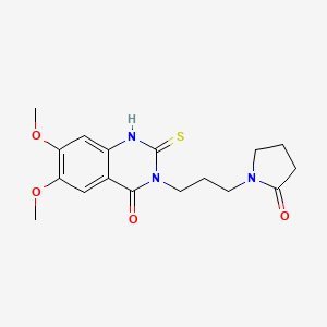 molecular formula C17H21N3O4S B4737263 6,7-dimethoxy-3-[3-(2-oxo-1-pyrrolidinyl)propyl]-2-thioxo-2,3-dihydro-4(1H)-quinazolinone 