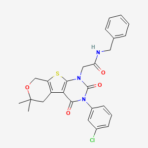 N-benzyl-2-[3-(3-chlorophenyl)-6,6-dimethyl-2,4-dioxo-3,4,5,8-tetrahydro-2H-pyrano[4',3':4,5]thieno[2,3-d]pyrimidin-1(6H)-yl]acetamide