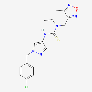 molecular formula C17H19ClN6OS B4737291 N'-[1-(4-chlorobenzyl)-1H-pyrazol-4-yl]-N-ethyl-N-[(4-methyl-1,2,5-oxadiazol-3-yl)methyl]thiourea 