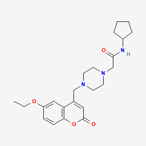 molecular formula C23H31N3O4 B4737294 N-cyclopentyl-2-{4-[(6-ethoxy-2-oxo-2H-chromen-4-yl)methyl]-1-piperazinyl}acetamide 