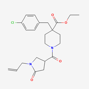 molecular formula C23H29ClN2O4 B4737313 ethyl 1-[(1-allyl-5-oxo-3-pyrrolidinyl)carbonyl]-4-(4-chlorobenzyl)-4-piperidinecarboxylate 