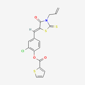 molecular formula C18H12ClNO3S3 B4737318 4-[(3-allyl-4-oxo-2-thioxo-1,3-thiazolidin-5-ylidene)methyl]-2-chlorophenyl 2-thiophenecarboxylate 