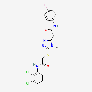 molecular formula C20H18Cl2FN5O2S B4737372 2-[5-({2-[(2,3-dichlorophenyl)amino]-2-oxoethyl}thio)-4-ethyl-4H-1,2,4-triazol-3-yl]-N-(4-fluorophenyl)acetamide 
