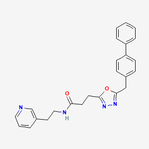 molecular formula C25H24N4O2 B4737439 3-[5-(4-biphenylylmethyl)-1,3,4-oxadiazol-2-yl]-N-[2-(3-pyridinyl)ethyl]propanamide 